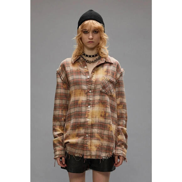 NWT~R13 Bleached Light Orange Shredded Seam Shirt Size XS - Picture 1 of 7